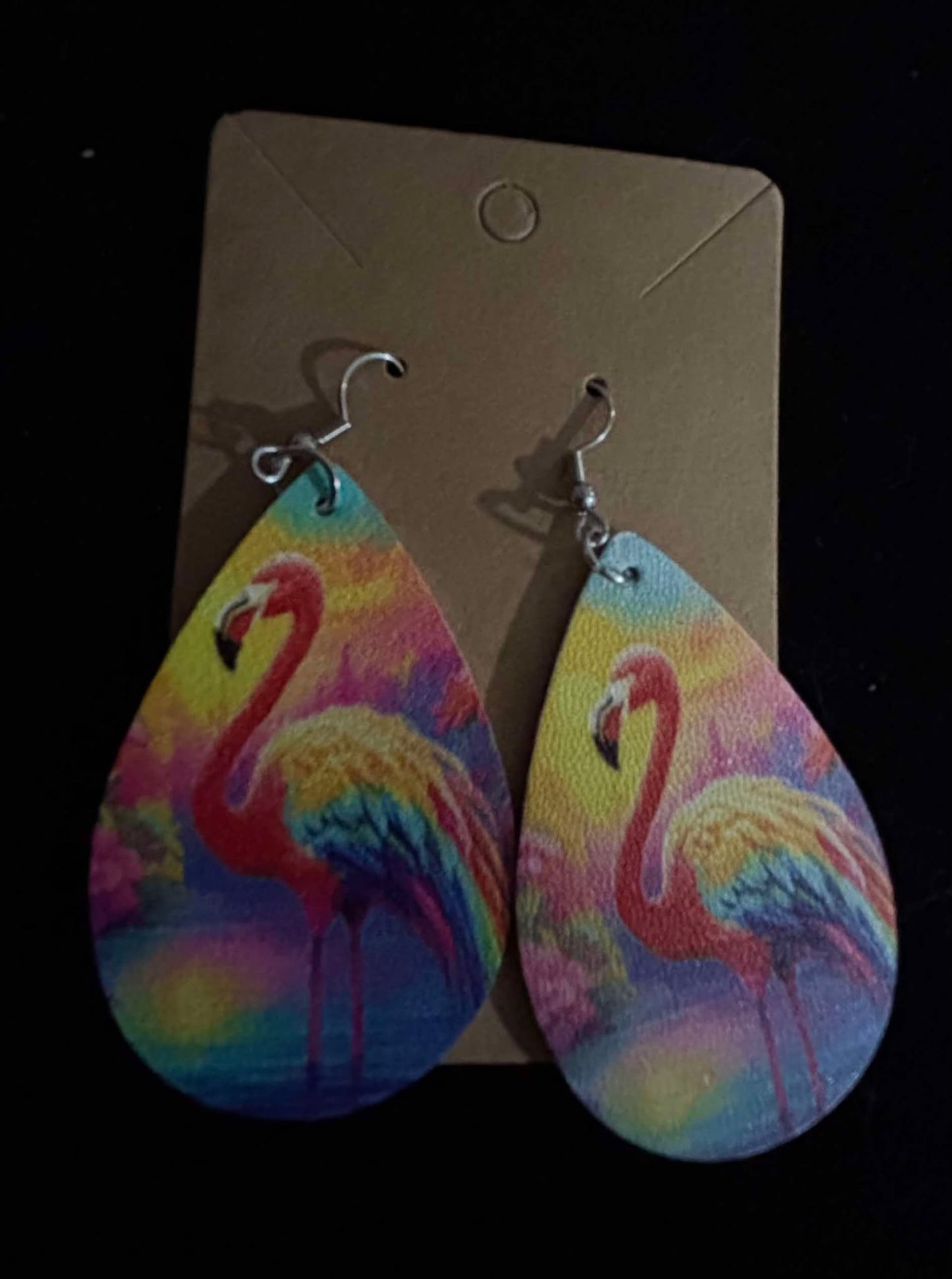 Faux leather Flamingo Earrings