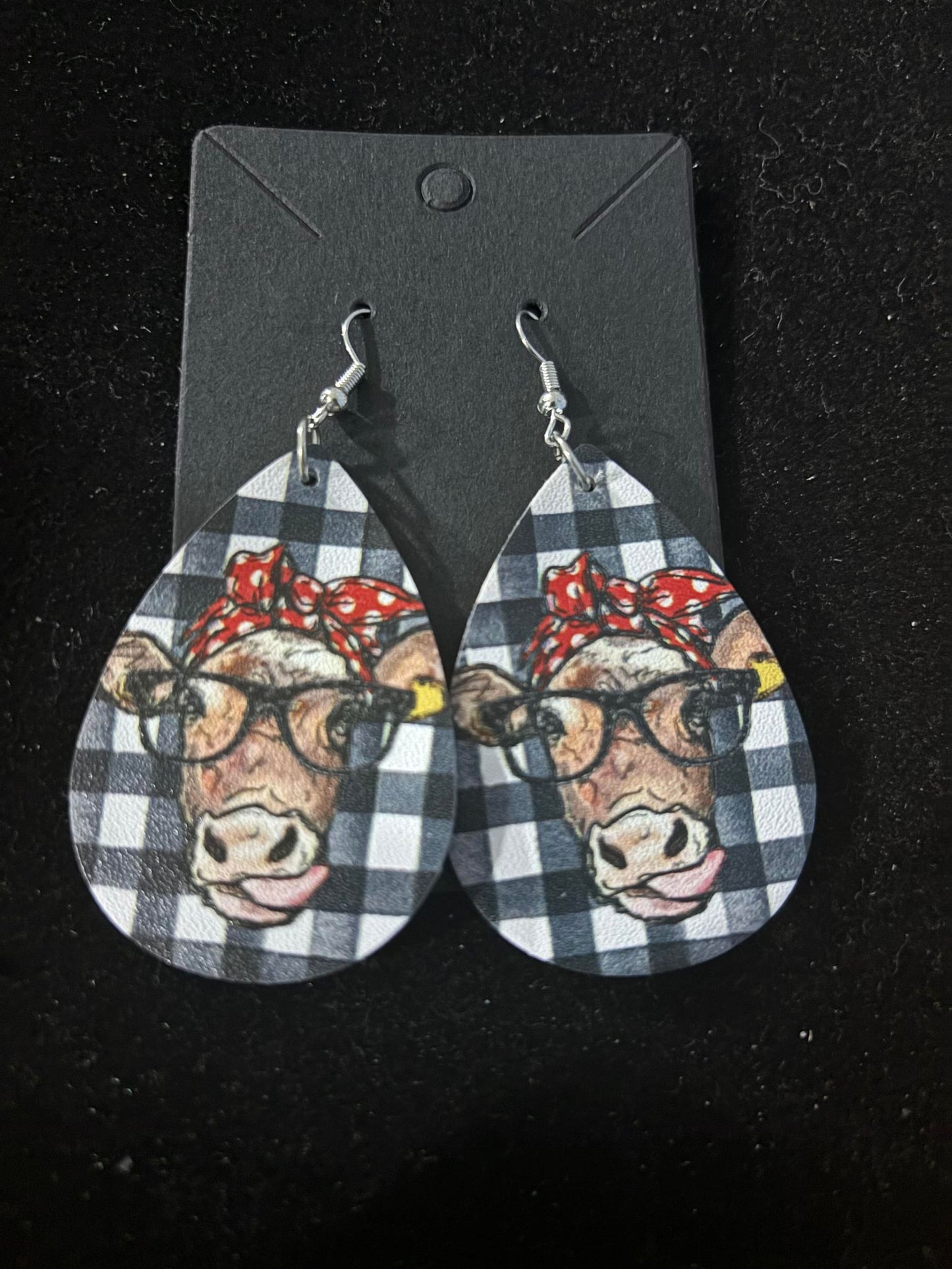 Cow Themed Dangle Earrings