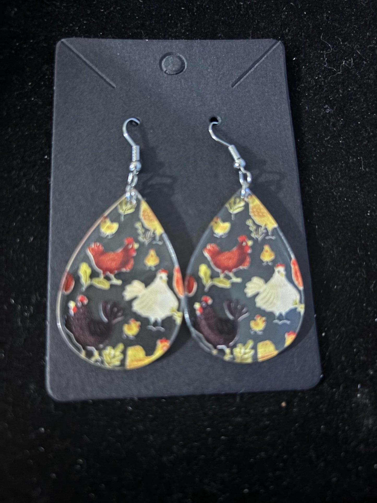 Chicken Themed Dangle Earrings