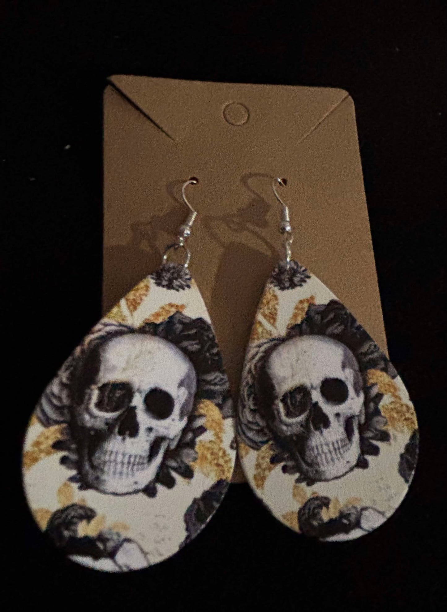 Faux Leather Skull Earrings