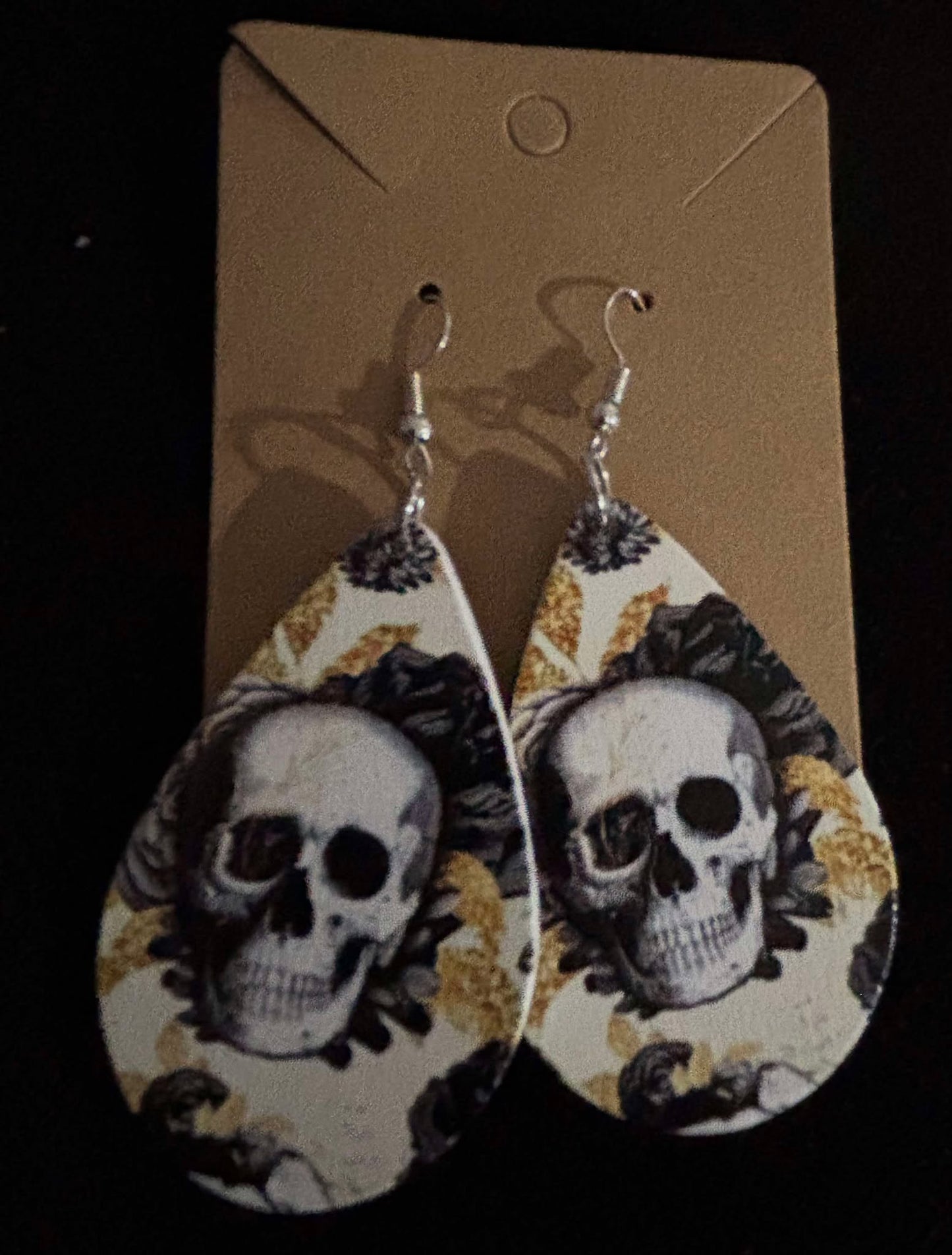Faux Leather Skull Earrings