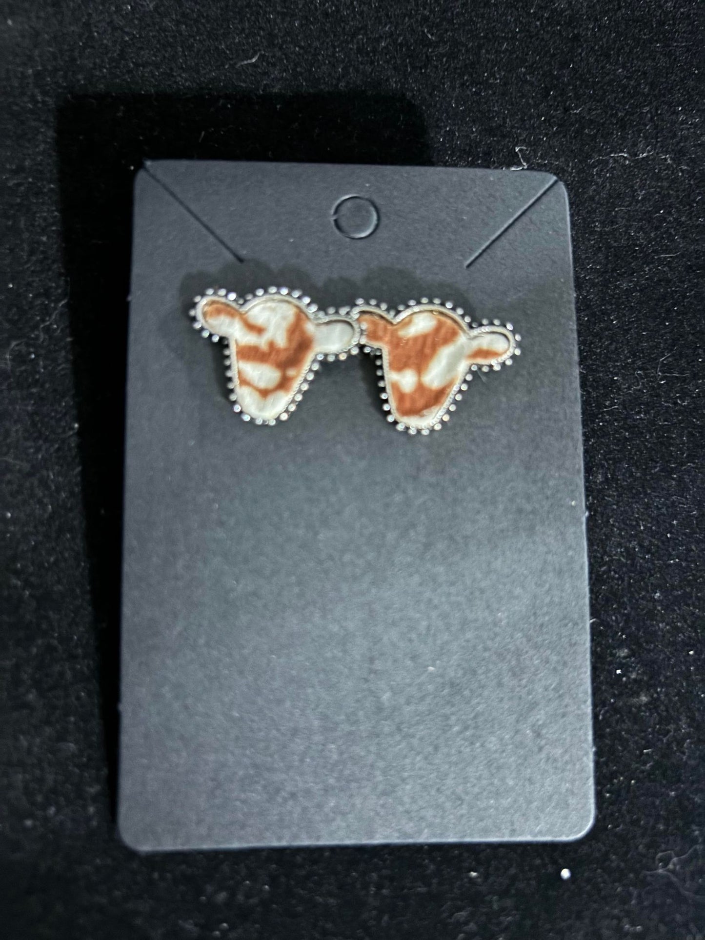 Brown Cow Print Earrings