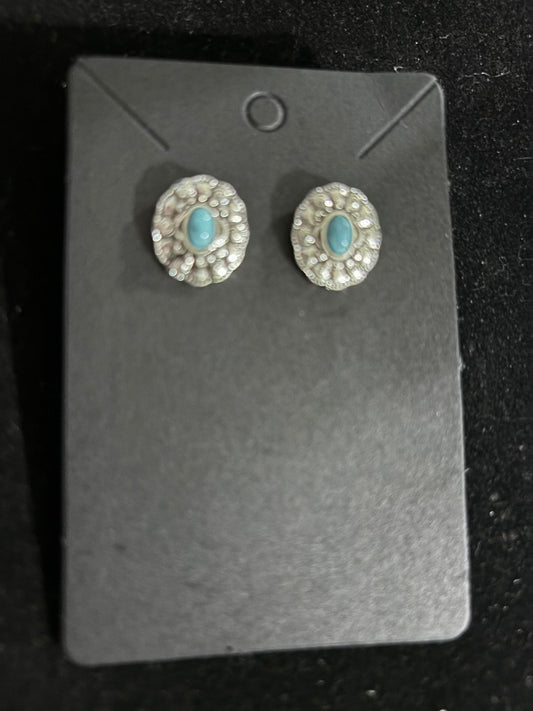 Faux Turquoise Shield Earrings