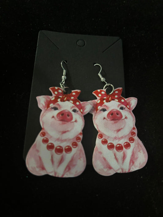 Pig Themed Dangle Earrings