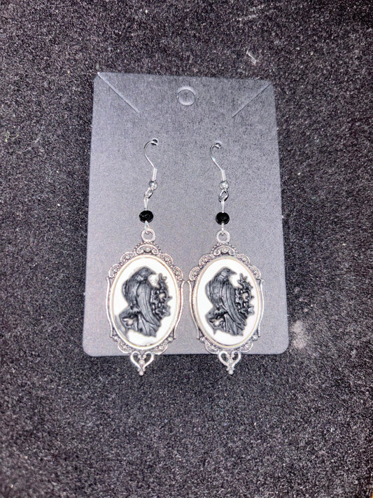 Raven Cameo Earrings