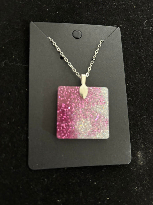 Square Epoxy Colorful Necklace