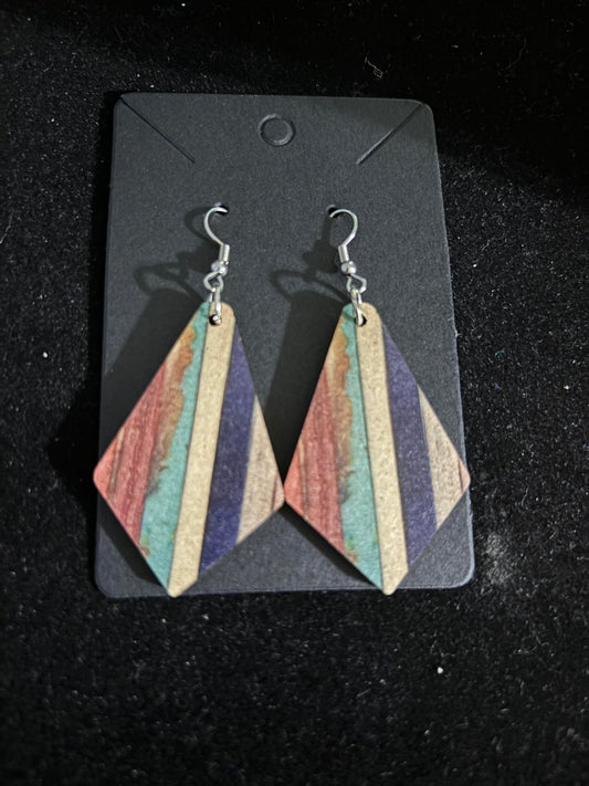 Colorful Wood Dangle Earrings