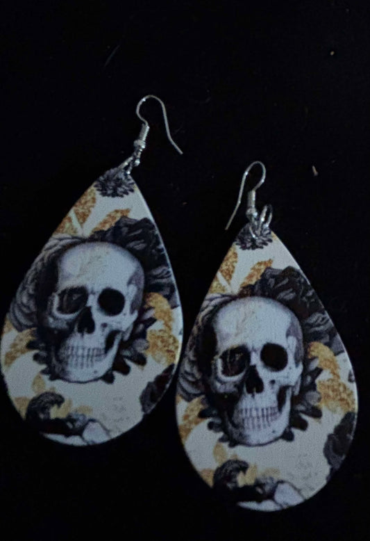 Faux Leather Skull Earrings