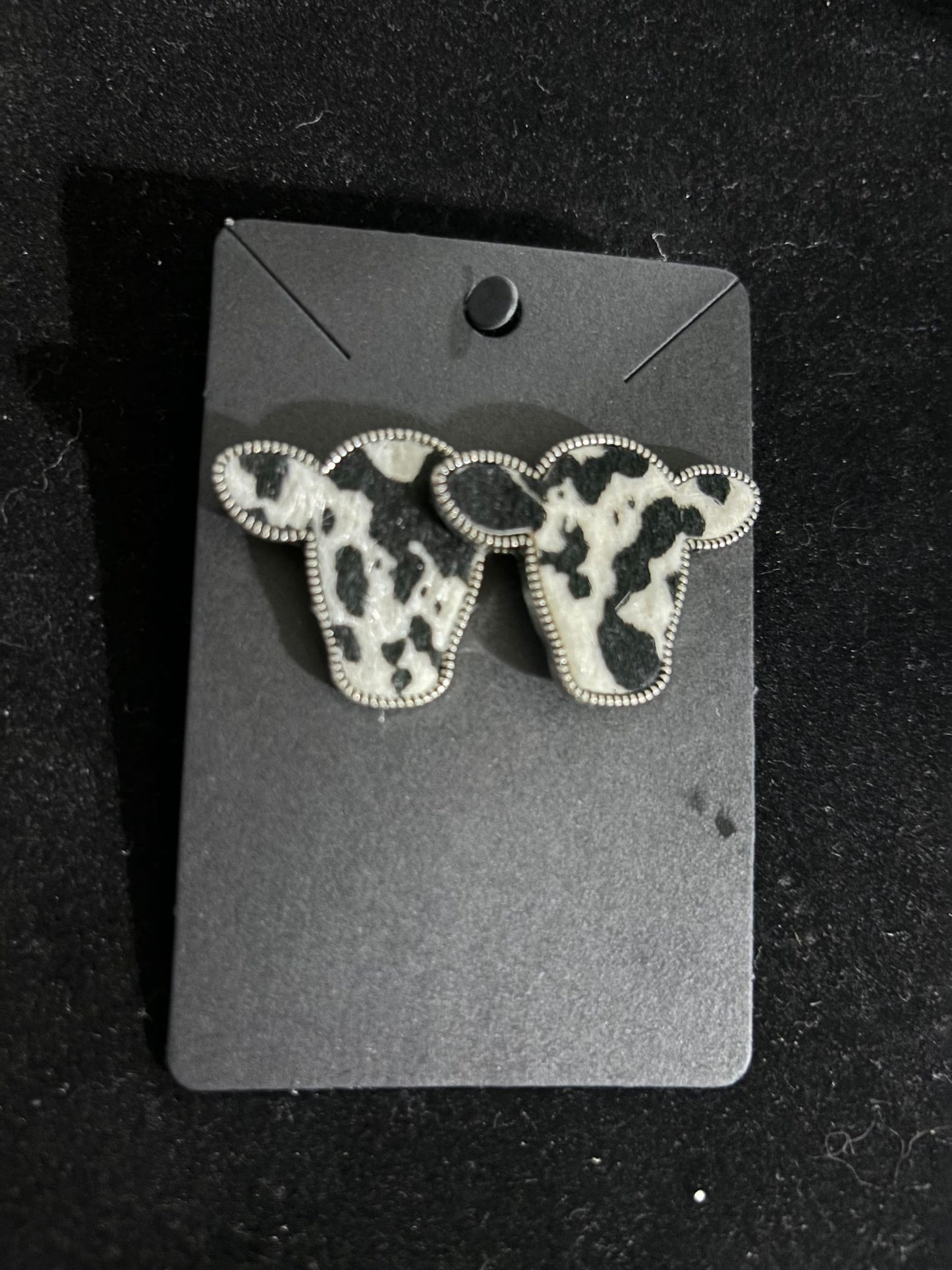 Cow Print Fur Earrings